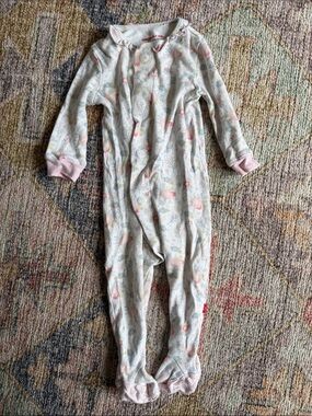 Magnetic Me Cream Floral Footed Baby One-Piece with Pink Accents